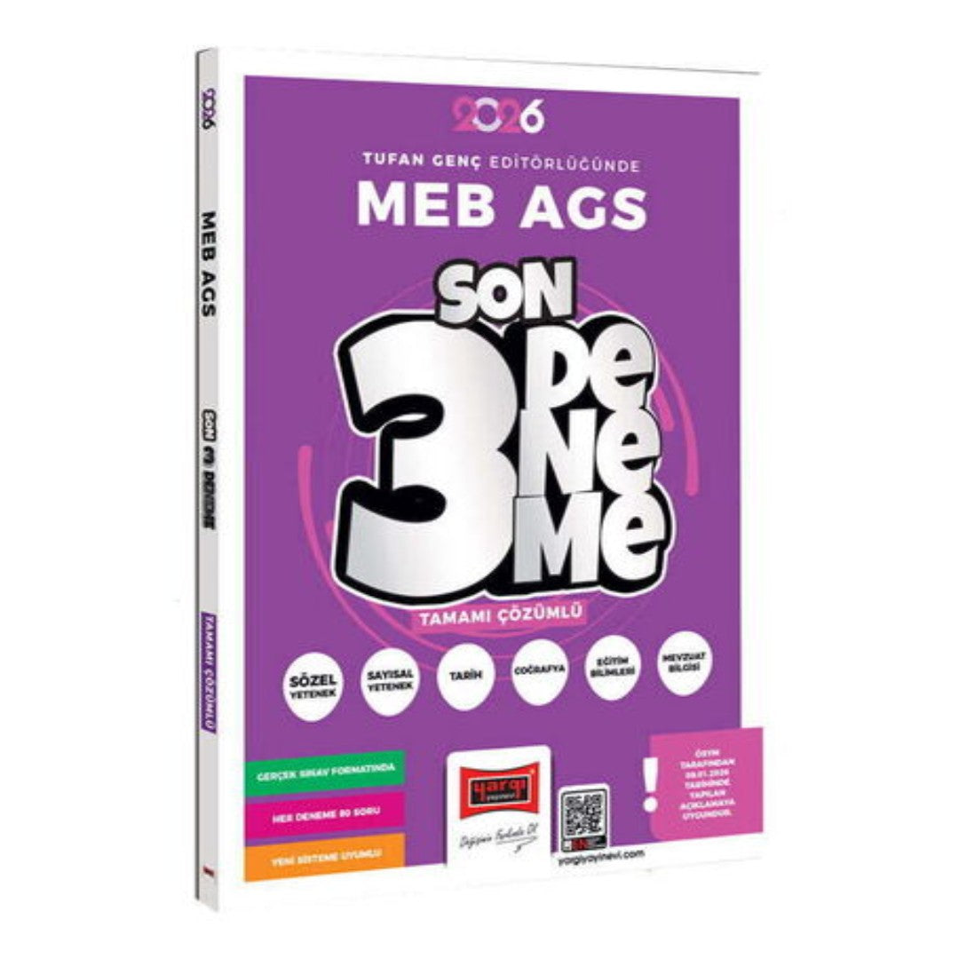2026 MEB AGS Son 3 Deneme - Tamamı Çözümlü Gerçek Sınav Formatı | Yargı Yayınevi